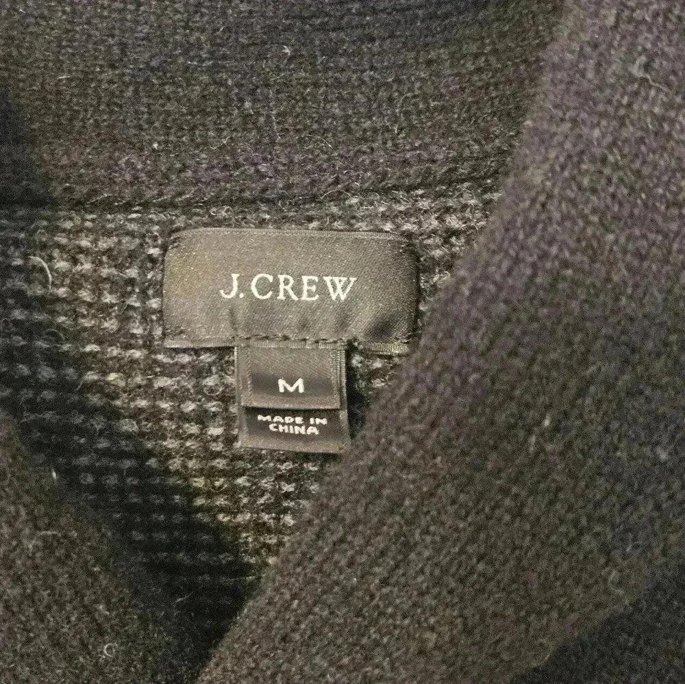 J Crew Chunky Tight Knit Sweater Long Sleeve Cowl Neck Black 100% Wool Large